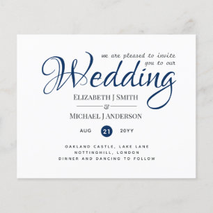 BUDGET Flyer Paper Navy Blue Wedding