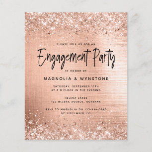 BUDGET Foil Glitter Engagement Party Invitation