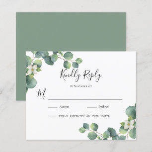 budget foliage leaves Eucalyptus Wedding RSVP Card