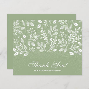 Budget Foliage Sage Green White Script Thank You