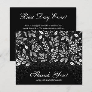 Budget Foliage White Script Black Thank You