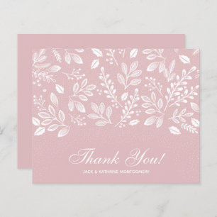 Budget Foliage White Script Dusty Rose Thank You