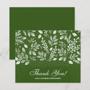 Budget Foliage White Script Green Thank You
