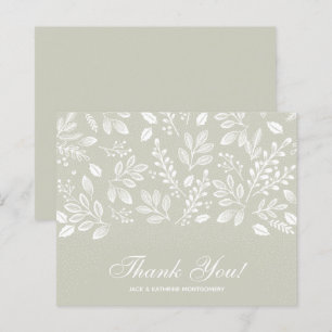 Budget Foliage White Script Pale Green Thank You