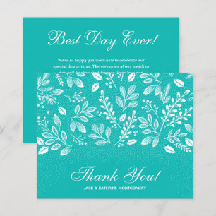 Budget Foliage White Script Sea Glass Thank You