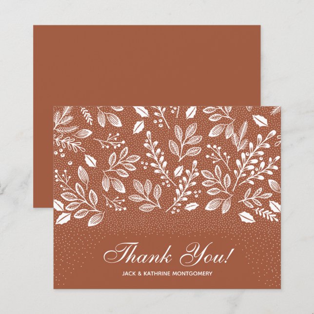 Budget Foliage White Script Terracotta Thank You (Front/Back)