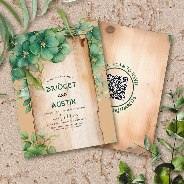 BUDGET Frame QR code Irish wedding invitation (Creator Uploaded)