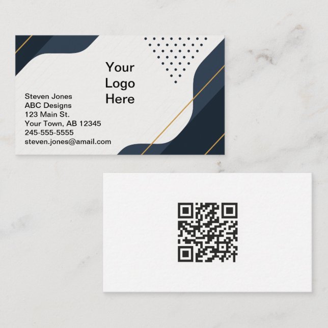 Budget Friendly Black & Grey QR Code Business Card (Front/Back)