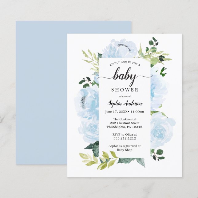 Budget Friendly Fleur Jolie Baby Shower Invitation (Front/Back)