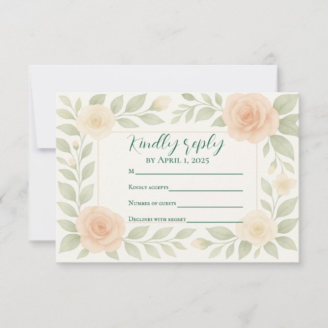 Budget Friendly Floral QR Code RSVP Card (Front)