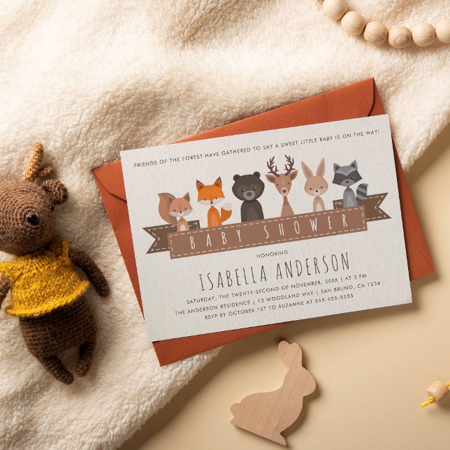 Budget Friends of the Forest Woodland Baby Shower (Card Mock-up)