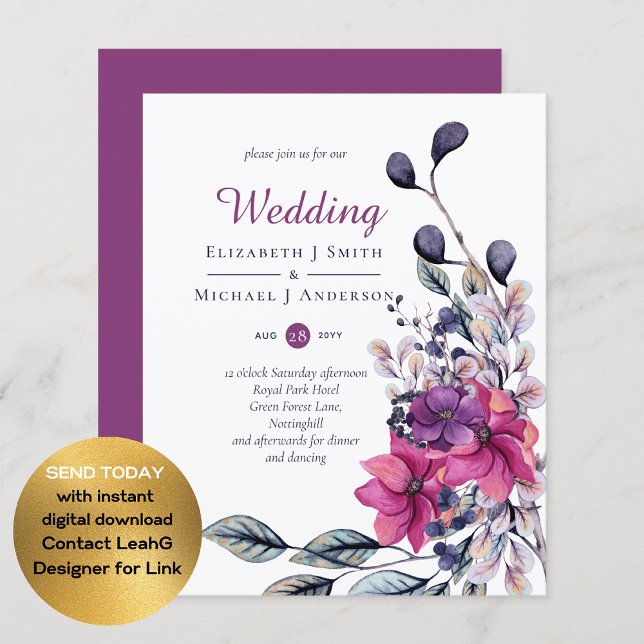 BUDGET Fuchsia Purple Pink Wedding Invites (Creator Uploaded)