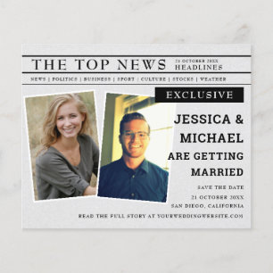 Budget Fun Newspaper Headline Photo Save The Date