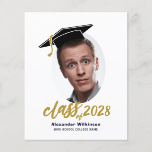 BUDGET Fun Script Grad Cap Photo Grad Announcement