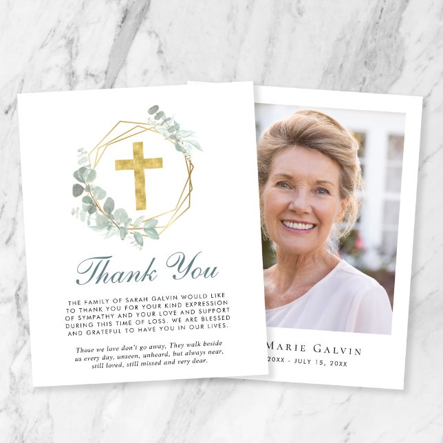 Budget Funeral Cross Eucalyptus Photo Thank You (Creator Uploaded)