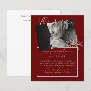 BUDGET Funeral Thank You Photo Burgundy Gold