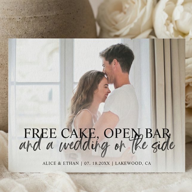 Budget Funny Brush Script Save The Date Photo Anno Announcement Postcard (Creator Uploaded)