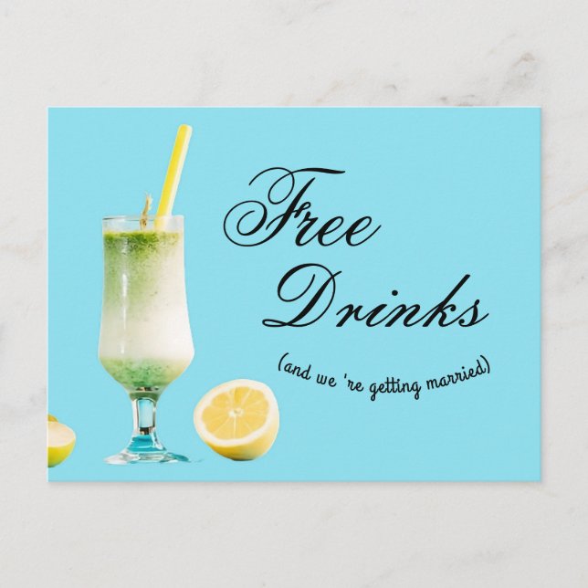 Budget Funny Free Drinks Wedding Save the Date Announcement Postcard (Front)