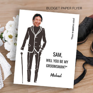 Budget funny photo groomsman proposal card