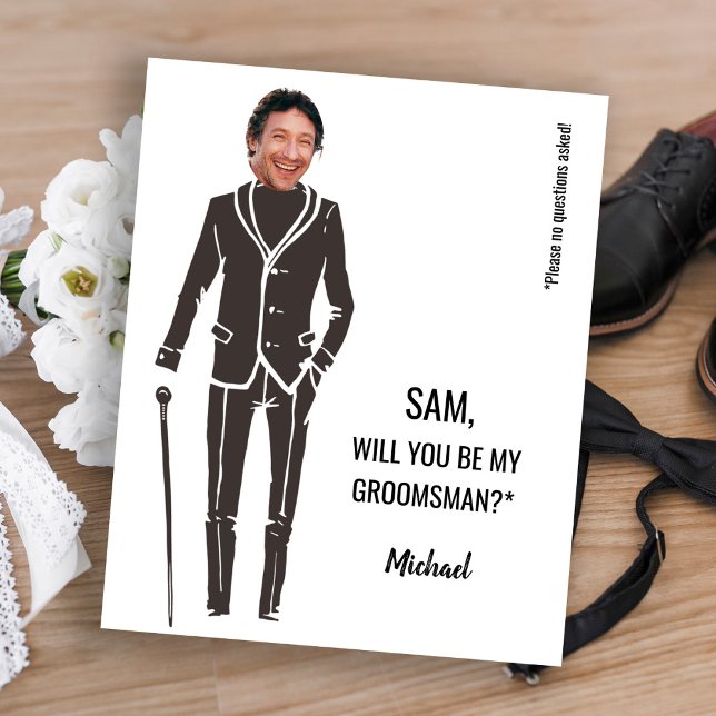 Budget funny photo groomsman proposal card (Creator Uploaded)