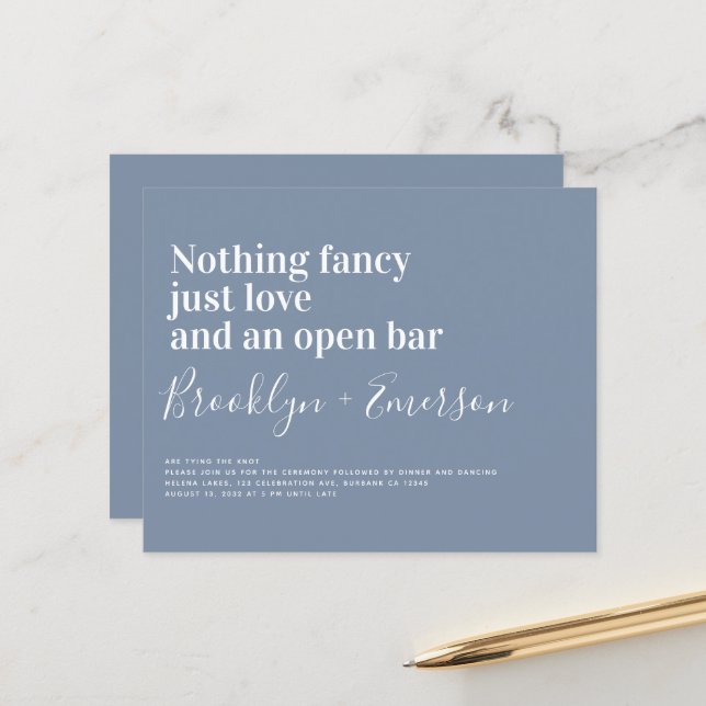 BUDGET Funny Typography Wedding Invitation (Front/Back In Situ)