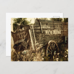Budget Funny Western Moving New Address Wagon Postcard