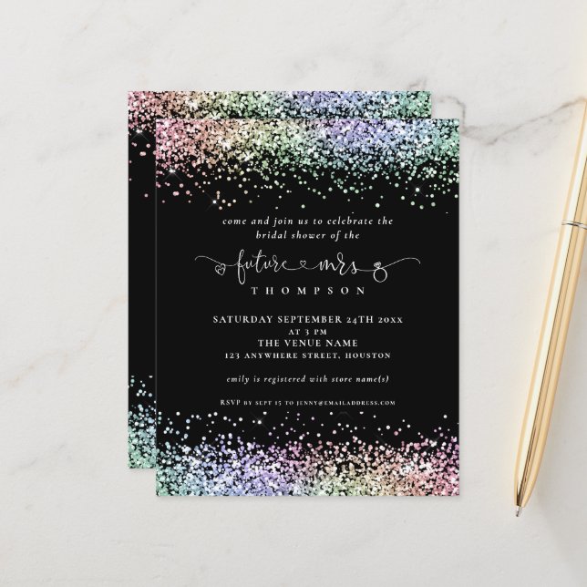 Budget Future Mrs Glitter Bridal Shower Black (Front/Back In Situ)