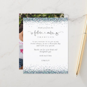 Budget Future Mrs Photo Blue Glitter Thank You