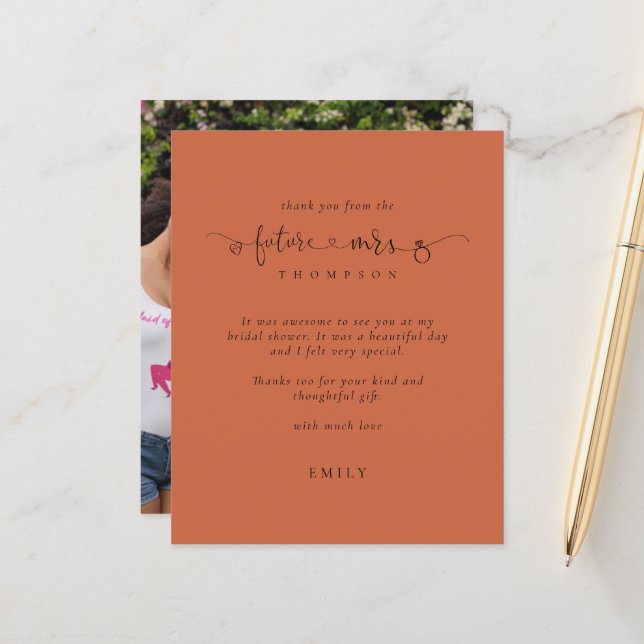 Budget Future Mrs Photo Bridal Shower Terracotta (Front/Back In Situ)
