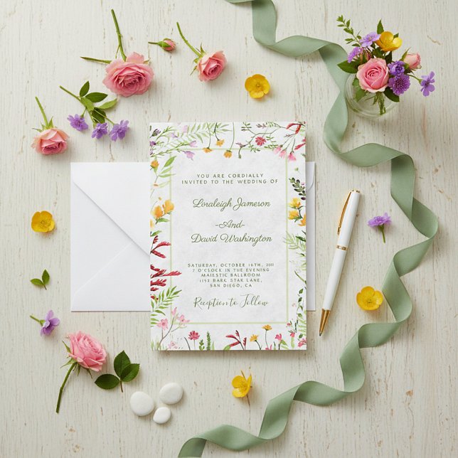 Budget Garden floral wedding invitation (Creator Uploaded)