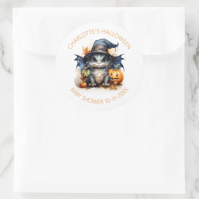 Budget Gender Neutral Baby Shower Halloween Classic Round Sticker (Bag)