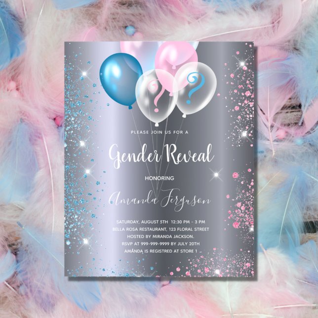 Budget gender reveal baby shower boy girl silver (Creator Uploaded)