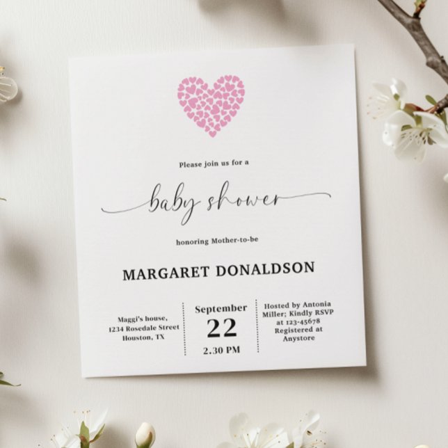 Budget Gentle Pink Heart Baby Shower Party  (Creator Uploaded)