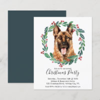Budget German Shepherd Dog Christmas Party Invite