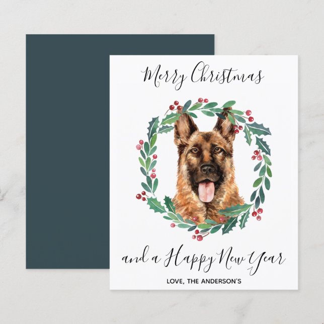 Budget German Shepherd Dog Merry Christmas Card (Front/Back)