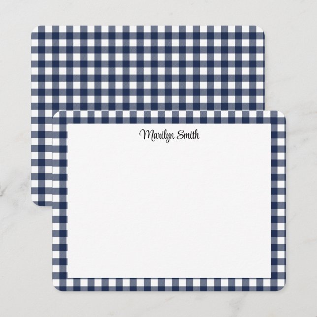 Budget Gifting Classic Navy & White Gingham Plaid Card (Front/Back)
