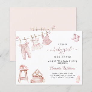 Budget Girl Clothesline Baby Shower Invitation