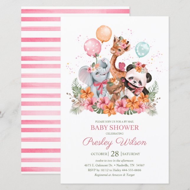 Budget Girl Safari Animals Baby Sprinkle (Front/Back)