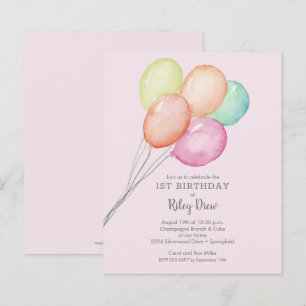Budget Girl's 1st Birthday Invitations