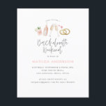 budget Girly pink champagne chic bachelorette Flyer<br><div class="desc">budge watercolor painted champagne and cocktails pink girly modern bachelorette itinerary weekend party invitation and itinerary. Beautiful,  classy illustrations,  part of a collection.</div>