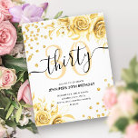 Budget Glam Gold Floral Glitter 30th Birthday  Flyer<br><div class="desc">Elegant Glam Gold Floral Glitter 30th Birthday Script invitation template featuring flower arrangement,  glitter confetti and modern typography script.</div>