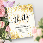 Budget Glam Gold Floral Glitter 30th Birthday  Flyer<br><div class="desc">Elegant Glam Gold Floral Glitter 30th Birthday Script invitation template featuring flower arrangement,  glitter confetti and modern typography script.</div>