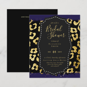 Budget Glam Gold Navy Bridal Shower Invite Animal