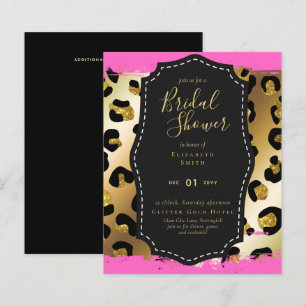Budget Glam Gold Pink Bridal Shower Invite Animal