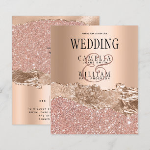 BUDGET Glamourous Rose Gold Wedding Invite