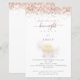 Budget Glitter Champagne Flutes Hen Night Invite