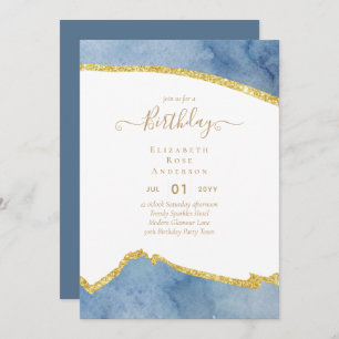 BUDGET Glitter Glam Agate Pretty Girly Any Age Invitation