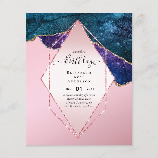 BUDGET Glitter Glam Foil Pretty Girly Any Age Flyer (Front)