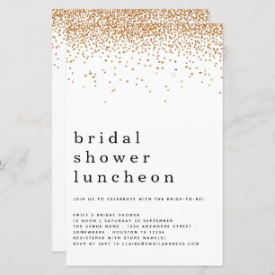 Budget Glitter Gold Bridal Shower Luncheon Invite