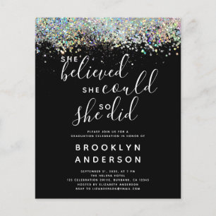 BUDGET Glitter Graduation Celebration Invitation